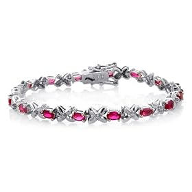 6 Carat Created Ruby and Sterling Silver Link Bracelet - 7 by Netaya