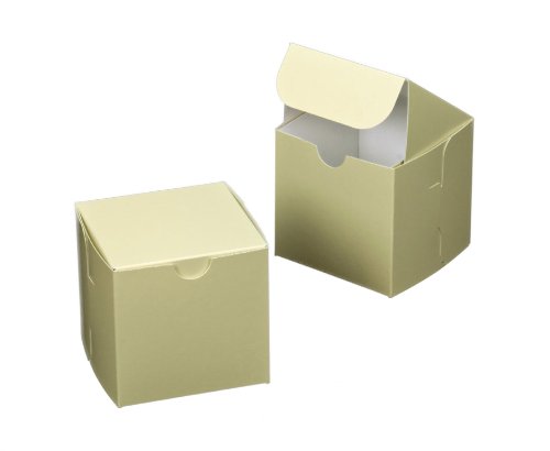 Dress My Cupcake Square Cupcake Box with Lid with Single Jumbo Holder, Butter Cream/White, Set of 100