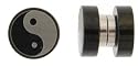 No Piercing Required - Anodized Stainless Steel Magnetic Fake Plugs - Ying Yang Logo - Imitation 0G - Sold as a Pair