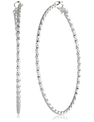 Kensie "Shine Bright" Silver-Plated Large Diamond Cut Hoop Earrings
