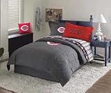 Cincinnati Reds Black Denim Comforter And Sheet Set Combo