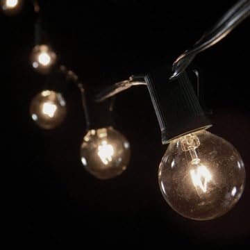 Globe String Lights, 1.5 Inch E12 Bulbs, 50 Foot Black Wire C7 Strand, Clear