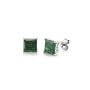 Sterling Silver 6mm Princess Emerald Cubic Zirconia CZ Solitaire Earrings