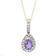 Necklace With 0.70ctw Precious Stones - Genuine Amethyst and Diamonds in Yellow Gold Length 18in