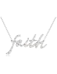 KC Designs "Peace and Love" 14K White Gold Diamond Faith Pendant Necklace, 16"