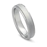 14k White Gold Milgrained Women's Wedding Band, 5mm