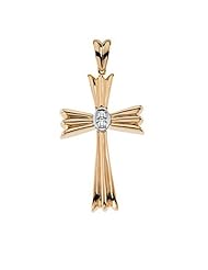 14K Two-Tone Gold Diamond Cross Pendant - 0.06 Ct. -- LIFETIME WARRANTY