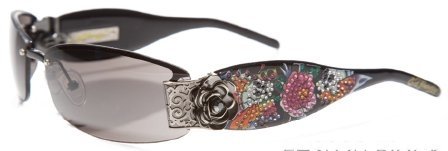 Ed Hardy EHS 020 SKULL, BUTTERFLIES AND ROSES Black/Grey Black Sunglasses