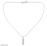 Blue topaz necklace, 'Serene Quintet' 16.7 L