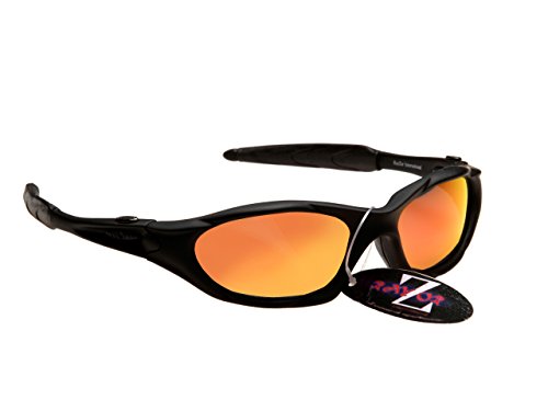 RayZor Pro Liteweight UV400 Black Sports Wrap Hiking Sunglasses, Red Mirrored Anti-Glare Lens.