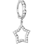Solid 14kt White Gold Cubic Zircnoia Hollow Star Hoop Belly Ring