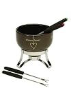 Typhoon Mega Chocoholics Stoneware Bowl with Chrome Stand Chocolate Fondue Set with 4 Stainless Steek Forks