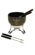 Typhoon Mega Chocoholics Stoneware Bowl with Chrome Stand Chocolate Fondue Set with 4 Stainless Steek Forks