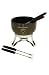Typhoon Mega Chocoholics Stoneware Bowl with Chrome Stand Chocolate Fondue Set with 4 Stainless Steek Forks