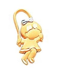 14K Two Tone Gold Girl with Jump Rope Charm Jewelry