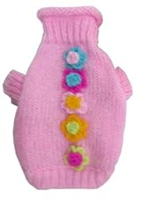 Dog Sweater Soft Pink with Flowers L