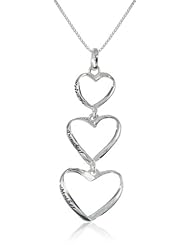 Sterling Silver "Mother Daughter Friends" Heart Pendant Necklace