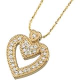 14K Yellow Gold Diamond Heart Pendant On 18 Inch Flat Link Cable Chain