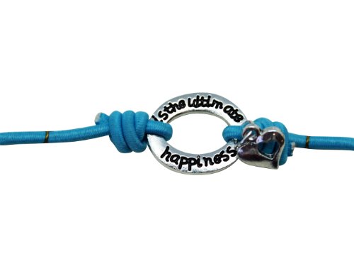 (Light Blue) To Be loved Is Happiness Stretchy Love Quotes Bracelet