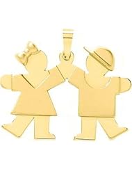 14K Gold The Kids Girl & Boy Charm Pendant XK394