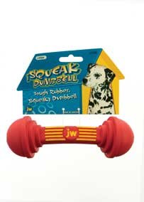 JW Pet iSqueak Rubber Dumbbell Dog Chew Toy