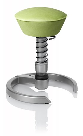 SWOPPER CLASSIC 3D-Aktiv-Bürostuhl Hocker Sitzpolster Normal, Farbe pistacchio, Fussring mit Metallgleiter, Feder SMALL, Basis Titan, Federfarbe schwarz (SWOP22TSML)