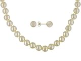 14KT 6-6.5MM NATURAL GOLDEN CULTURED AKOYA PEARL NECKLACE AND EARRINGS SET
