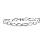 14K White Gold Links 9mm Pave Diamond Charm Bracelet