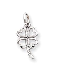 10k White Gold Solid Open 4-Leaf Clover Pendant. Metal Wt- 0.44g