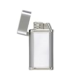 Flip Top Brush Chrome Lighter with Wooden Gift Box