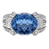 6 1/2 Carat Blue Topaz Diamond 14k White Gold Ring - Size 6