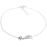 Sterling Silver Faith w/ Cross Charm Anklet