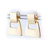 Stylish Goldtone Square Drop Clip Earrings