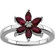 14K White Gold Mozambique Garnet and Diamond Flower Ring