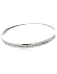 Sterling Silver "Love Is Patient, Love Is Kind" Twisted Bangle Bracelet