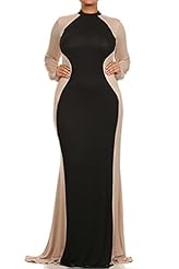 Plus Size Long Sleeves Polyester/Spandex Turtleneck Maxi Dress 