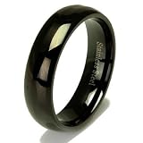 Black Dome Stainless Steel Dome Men's Wedding Band Ring 6mm