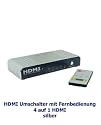 HDMI Umschalter mit Fernbedienung 4 auf 1 HDMI silber
