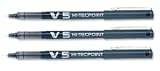 Pilot V5 Rollerball Pen Needle Tip 0.5mm Line 0.3mm Black Ref V501 [Pack 12]