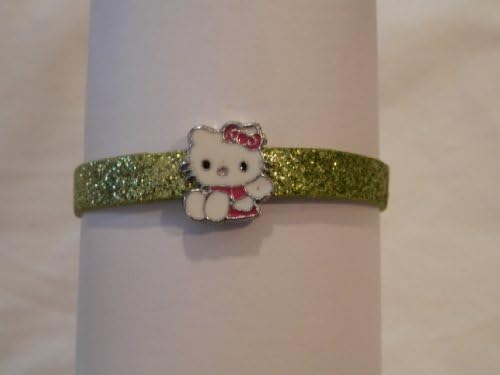 Designer Inspired Green Band Hellow Kitty Bracelet, Adjustable