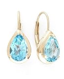 14k Gold Blue Topaz Earrings