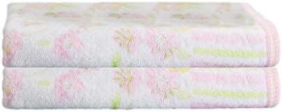 iSinotex Home 100% Cotton Printed Cut Pile 2 Piece Bath Towels 27x55 Inch Pink