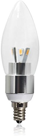 GOOLSUN LED Candle 4-watt (40-watt equivalent), Chandelier Bulb, CRI 80, Clear Glass Lens Silver Housing Bullet Tip, E12 Candelabra Base, Sexy LED Design, Dimmable, 2700K