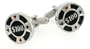 Silver plated $100 casino poker chip cufflinks with presentation box