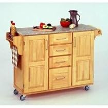 Hot Sale Kitchen Cart with Granite Top (Natural) (36"H x 52.5"W x 18"D)