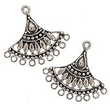 Sterling Silver Fan Shape Chandelier Earrings 26X29mm