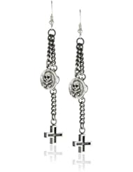 King Baby Skull Coin and Cross Chain with Hook Back Drop Earrings