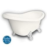 American Bath Factory B1-1600-BB-DM3-M2-15-WH-C1-LH Princess Slipper Clawfoot Bathtub in Bisque, Bal