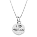 Sterling Silver One Sided I Love Hockey Disc Necklace