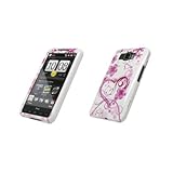 Premium White with Pink Hearts Design Snap-On Cover Hard Case Cell Phone Pr ....